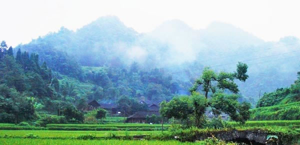 火场乡的山水人家田园风光